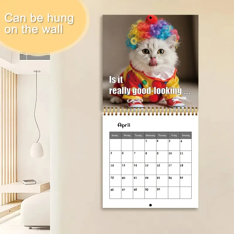 Planificateur de calendrier pour chat fantaisiste 2026 – Organisateur mensuel et quotidien avec d'illustrations félines adorables, organisation de bureau sur le thème du chat mignon