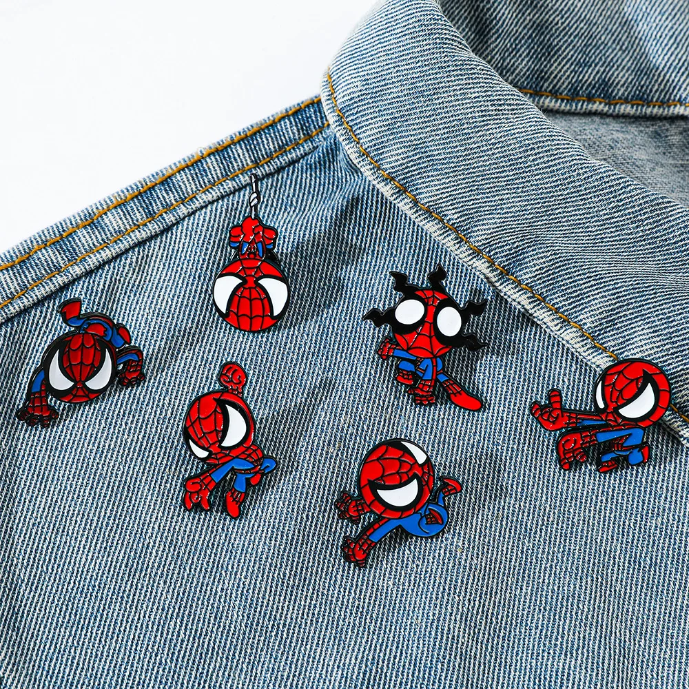 

6 Pcs/set Movie Enamel Pin Spider-Man Brooches Women Lapel Pins Badges Backpack Clothing Accessories Fashion Jewelry Fans Gift