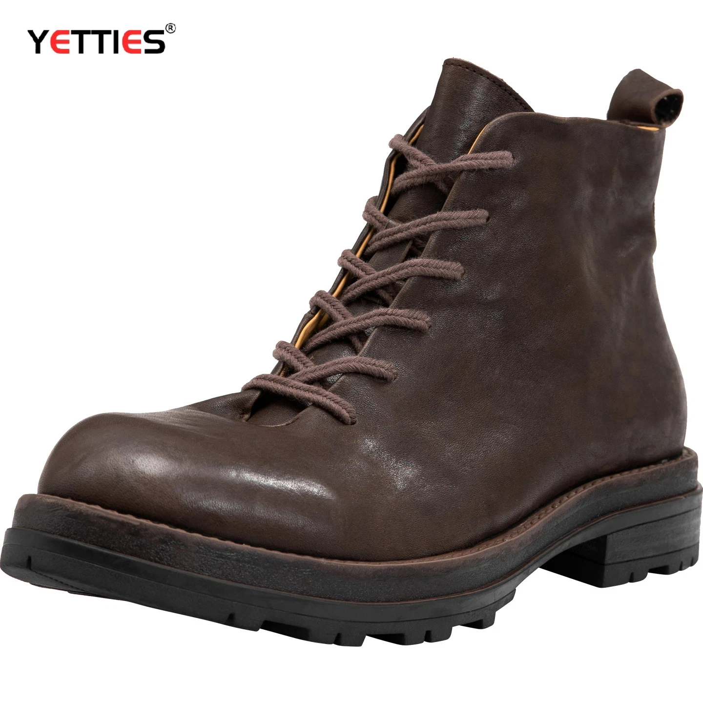 Leather Work Boots - حذاء قتالي رجالي من جلد الحصان