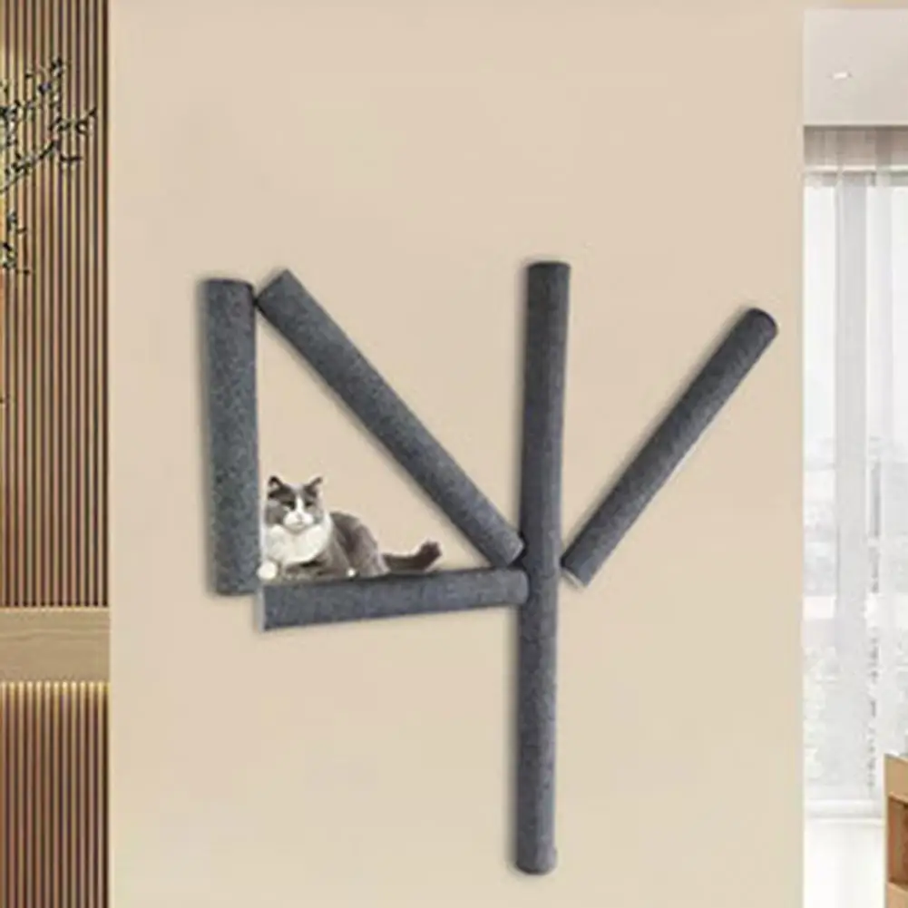 Self-adhesive Cat Scratcher Wall Mounted Cat Scratching Post Climbing Frame Set Self-adhesive Pet Scratcher Furniture for Cats