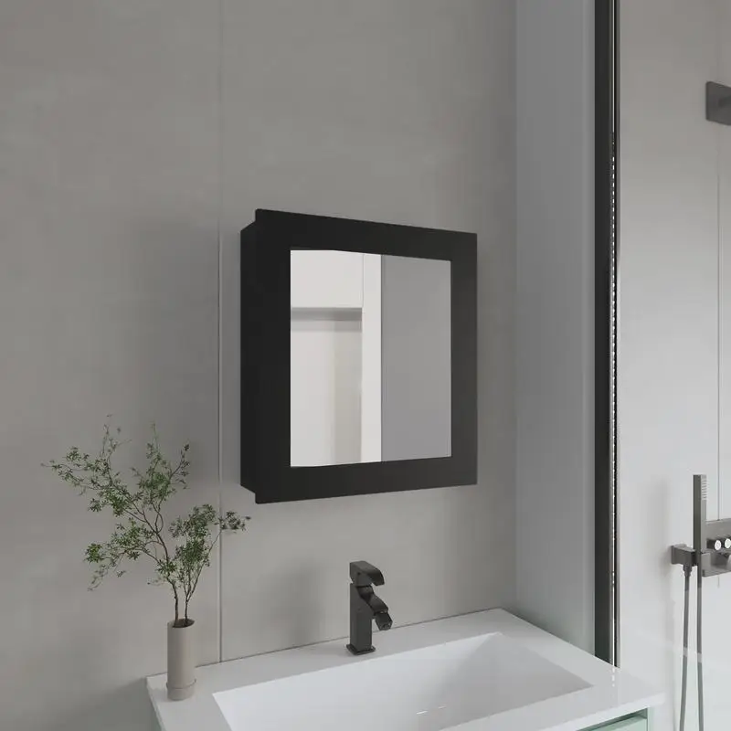 

Black Melamine Medicine Cabinet with Mirror