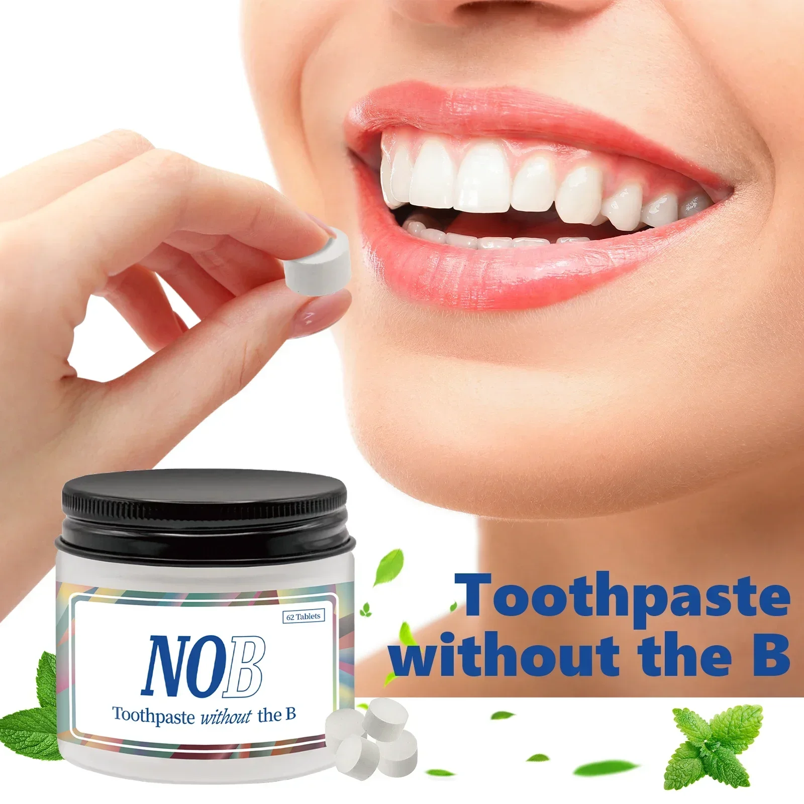 

62 Tablets Nano Hydroxyapatite Toothpaste - Whitens, Removes Stains & Strengthens Enamel, Fresh Breath, Eco-Friendly Tabs.