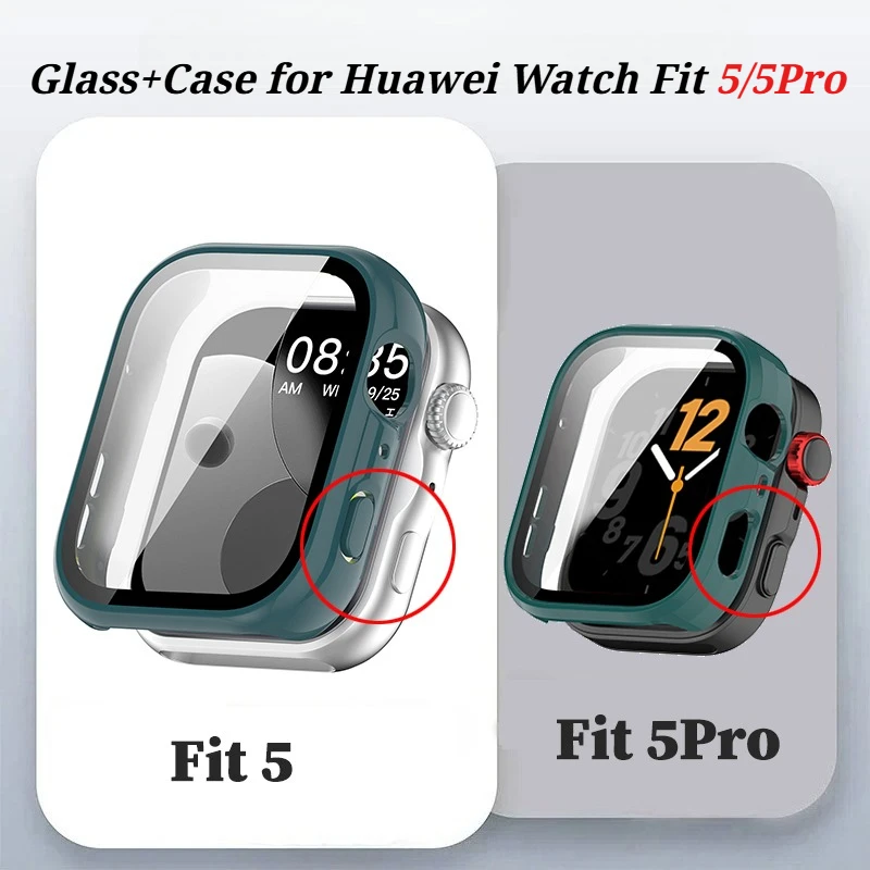 Gehärtetes Glas + PC-Abdeckung für Huawei Watch Fit 5/5Pro, vollständig abdeckende Schutzhülle für Huawei Fit 5 Zubehör