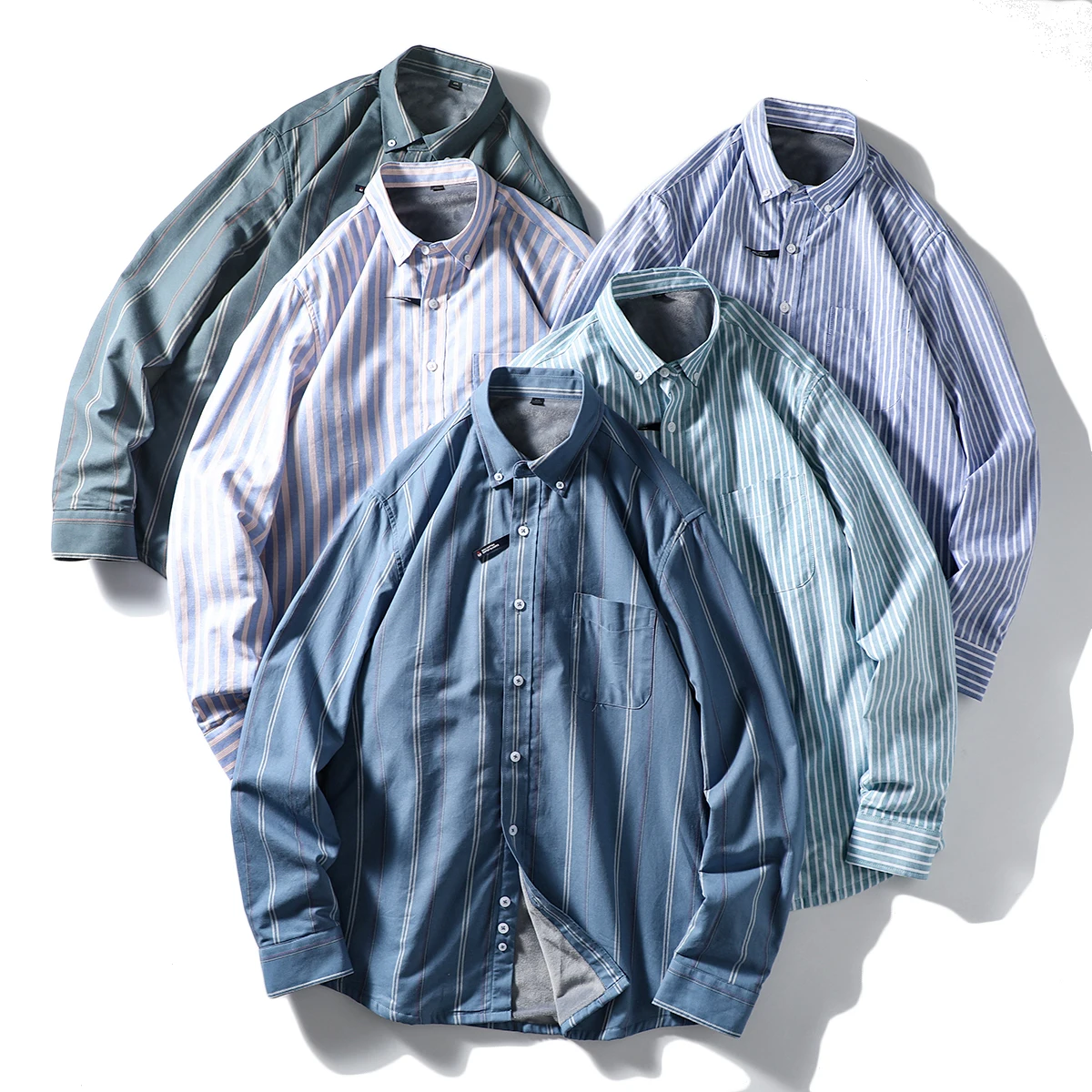 

Men's Winter Thiened Fce Lined Long Sve Casual irt Stand Fit Four Seasons Warmth Waable Comfortable Pure Cotton