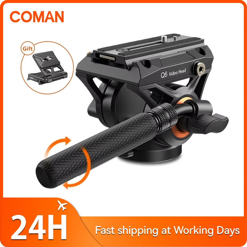 COMAN Q6 Panoramisch Gimbal Videokop Met Quick Release Plaat Voor DJI RS4 Manfrotto Hydraulische Vloeistofkop Voor Statief DSLR Camera