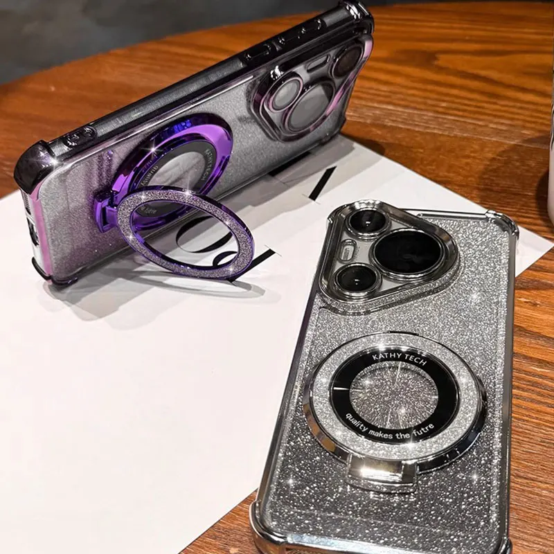 Etui odporne na wstrząsy do Samsung Galaxy S26 S25 FE S24 Plus S23 S22 Ultra A56 A36 A26 A17 A57 A37 z brokatem, podstawką i bransoletką. — zdjęcie produktu 5