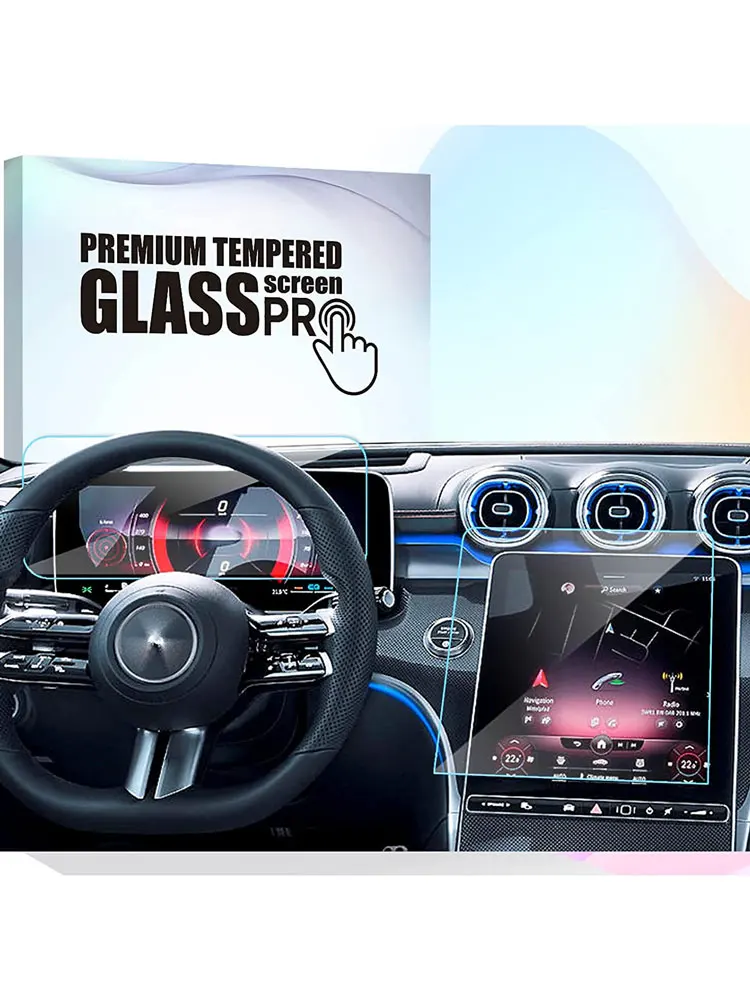 Tempered glass screen protector For 2022 2023 Mercedes Benz C-Class C250 C300 W206 11.9-inch touchscreen and digital instrument