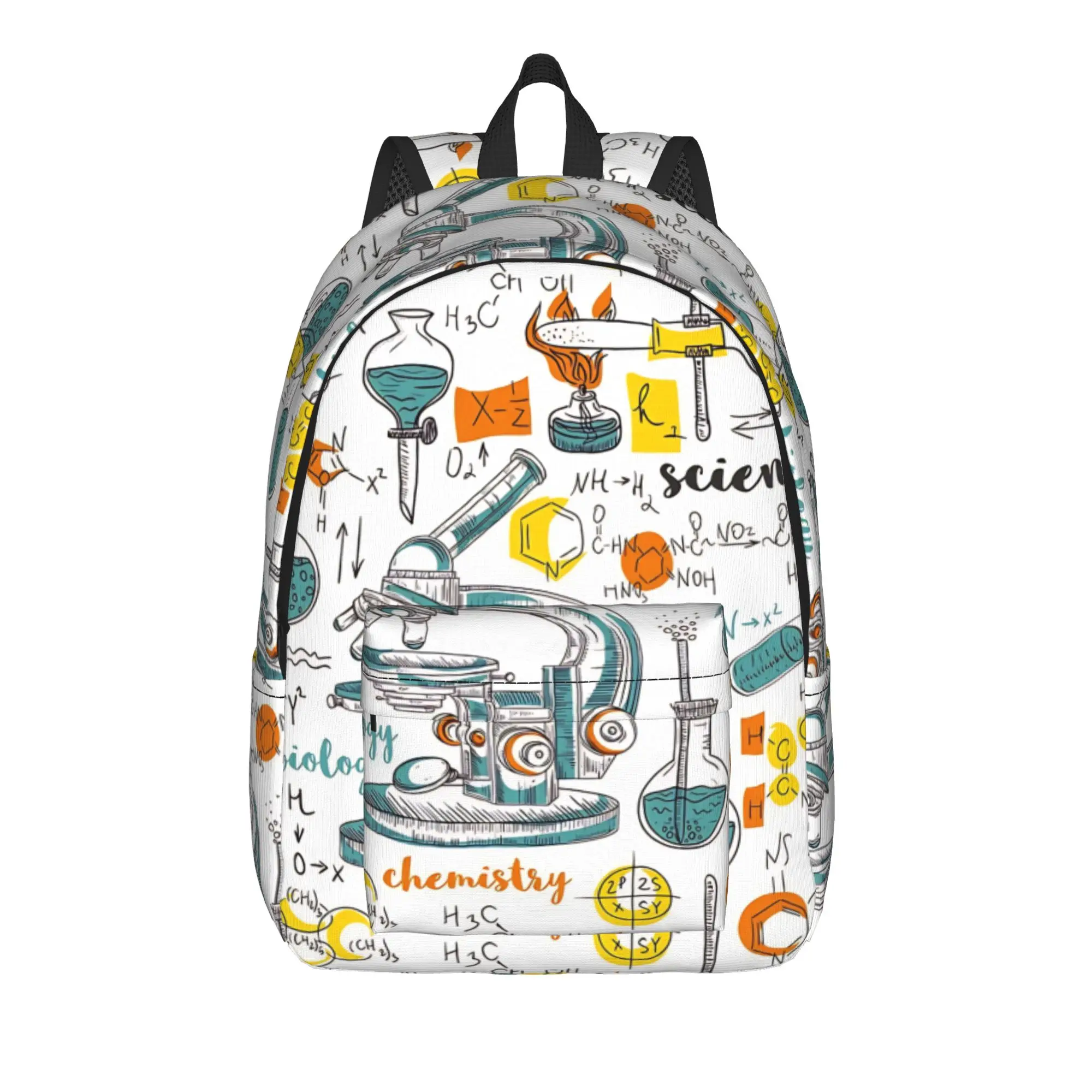 Chemistry Science Test Tubes Lab School Subject Backpack Student Unisex Polyester Outdoor Backpacks Durable School Bags Rucksack