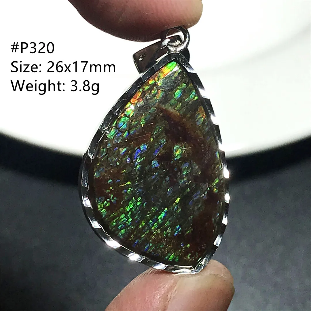 Natural Green Ammonite Ammolite Pendant Jewelry For Women Lady Men Healing Gift Crystal Silver Beads Stone Reiki Gemstone AAAAA