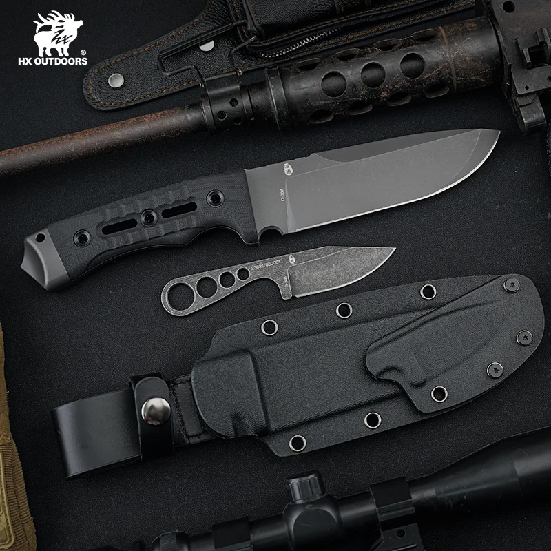 HX Outdoors DC53 Hunting Knives ,Rescue Tool Survival Camping Knife ,Edc Tool With Pocket Knife ,With Kydex 61Hrc Dropshipping