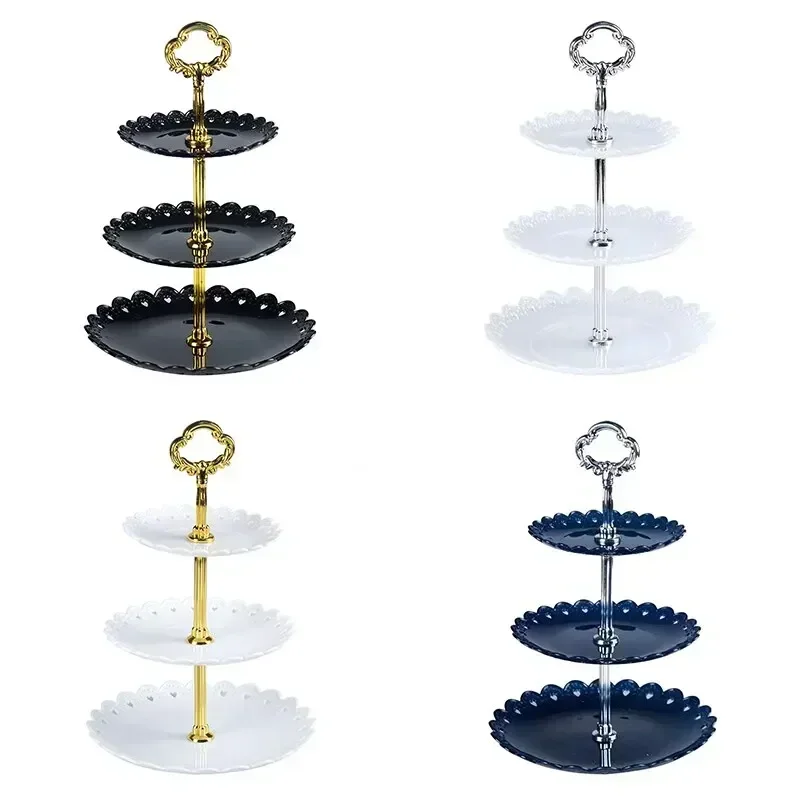 1PC European Dessert Table Fruit Tray Three Layer Cake Stand Rack Wedding Party Candy Plastic Dry Wedding Party House