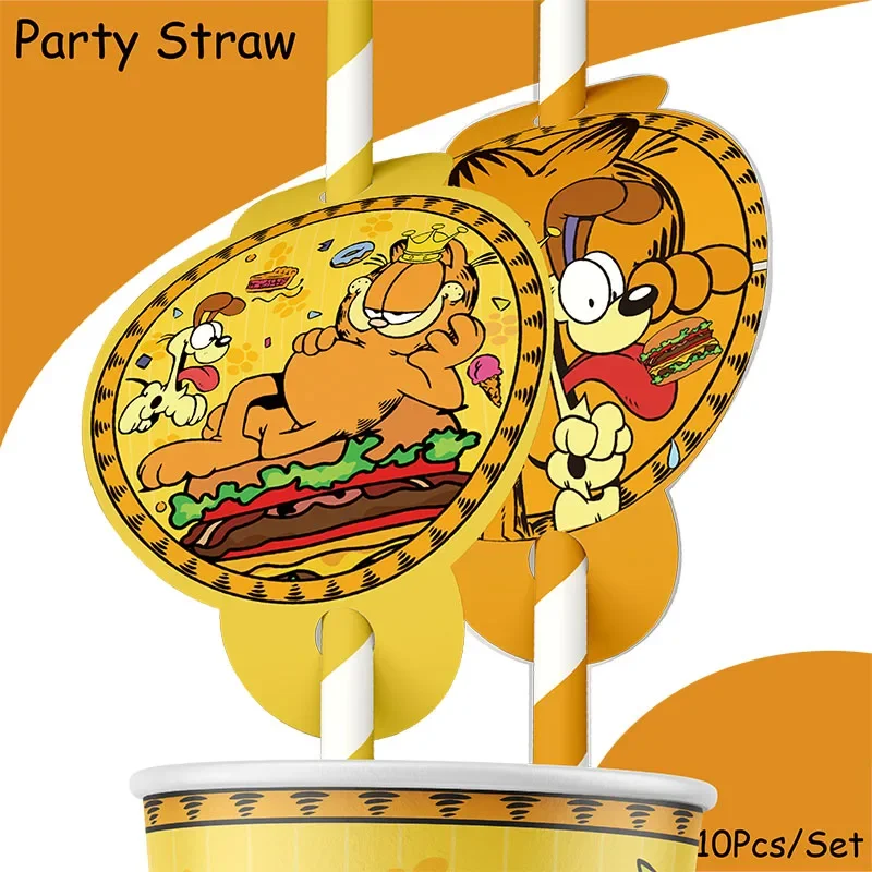 Garfield Cartoon Themed Cute Birthday Party Decoration Tableware Supplies Cups Straws Honeycomb Plates Cake Topper Baby Shower