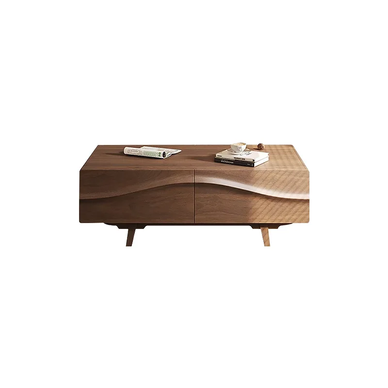 

Wind coffee table walnut TV cabinet combination, premium wabi-sabi wind living room, solid wood storage locker