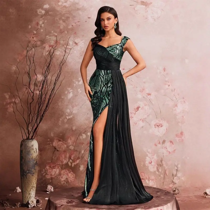 فستان سهرة رسمي من Ele Sequin مع حورية البحر المرنة Sle سبليت للولائم ألياف البوليستر 95% أخرى 5%