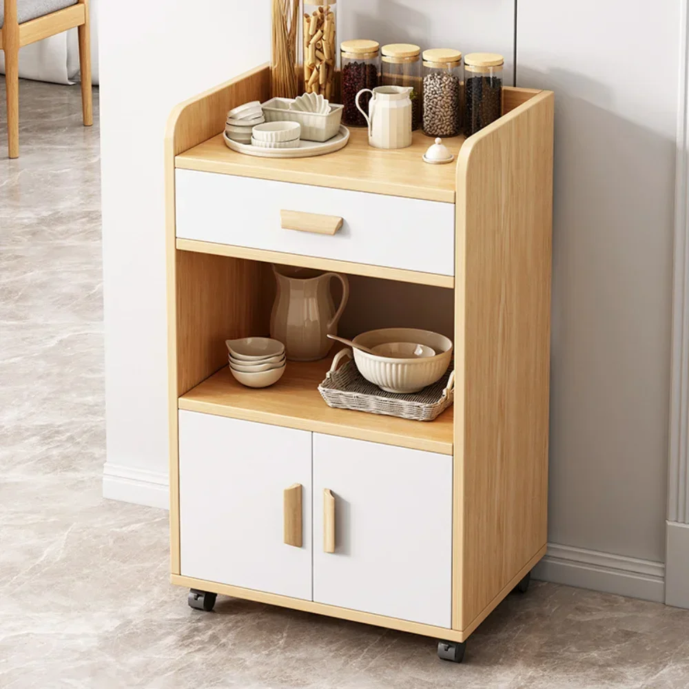 Small Apartment Oven Microwave Cabinet Modern Storage Dining Room Sideboard Sliding Wheel Kitchen Cabinets Drawers Organizer