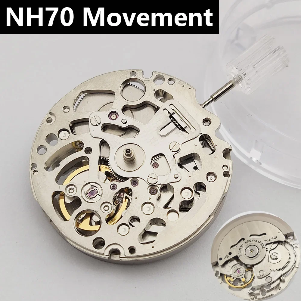 اليابان حقيقية NH70 NH70A الحركة الميكانيكية 24 جواهر الهيكل العظمي آلية تعديل ساعة أوتوماتيكية استبدال الحركة