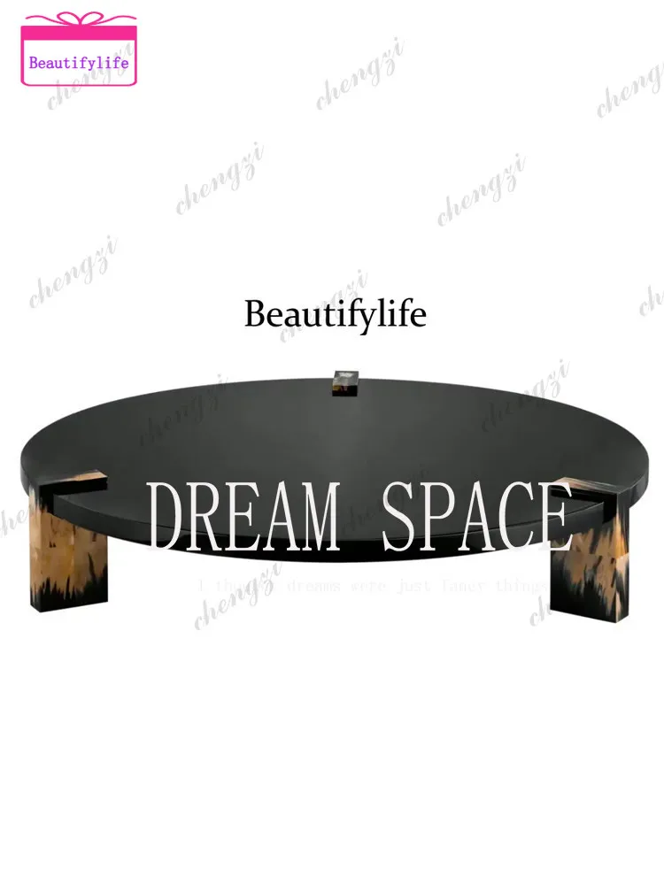 a55 Medieval simple solid wood designer coffee table homestay fully furnished small apartment household round table