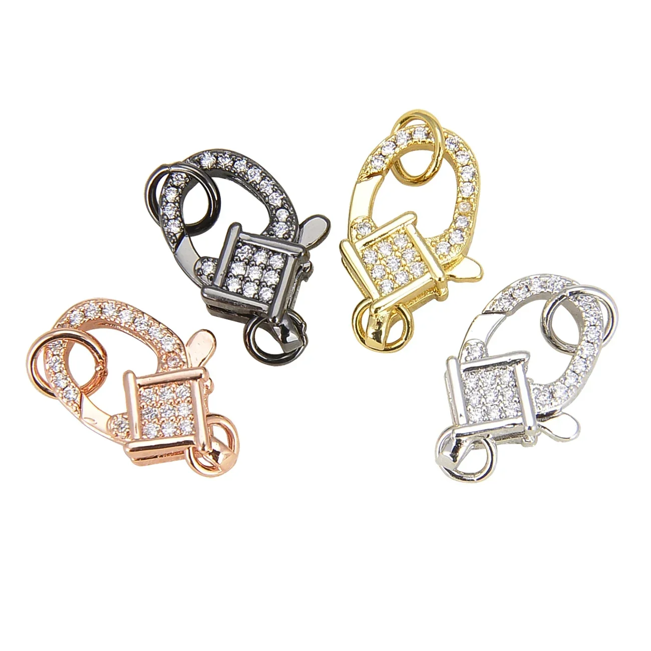 5 Pcs Connector Locks Supplies Fastener Lobster Clasps Paved Zircon Star Diamond Crown Wings Shape Accessories Items Wholesale