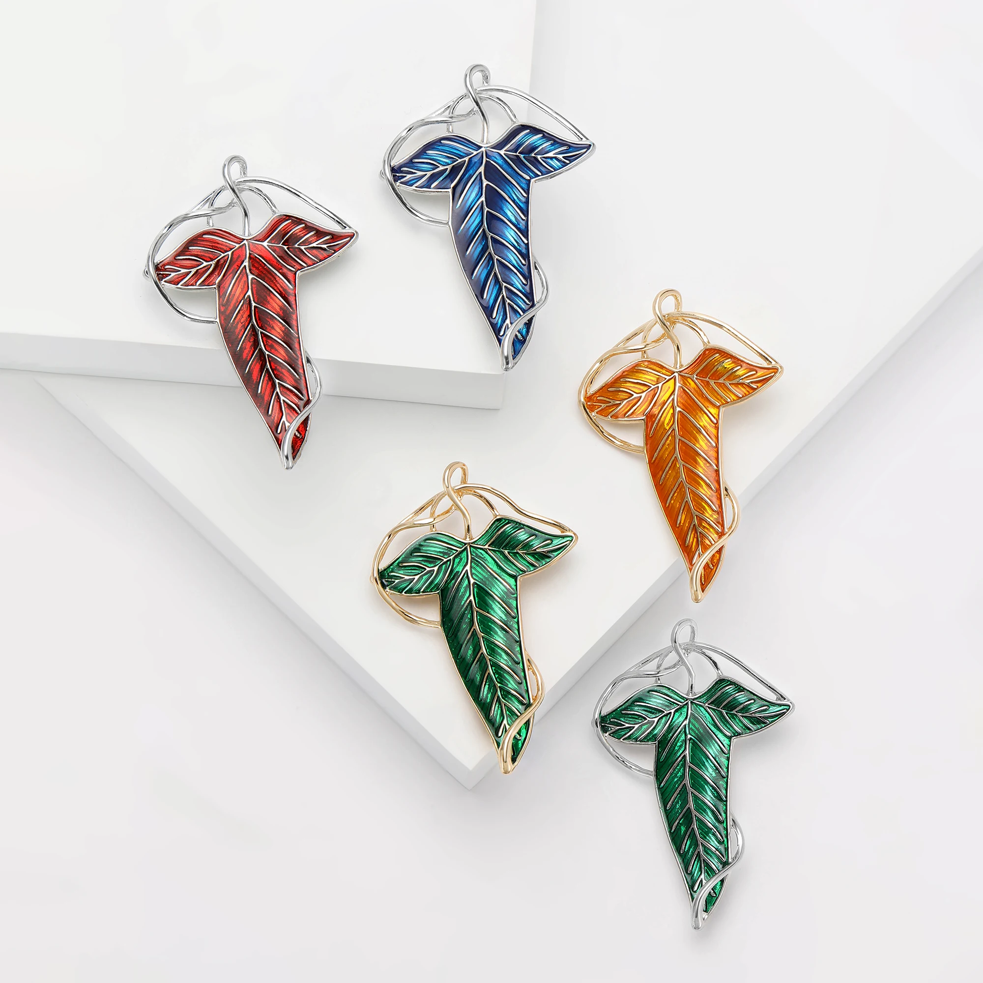 Trendy Enamel Leaf Brooches for Women Unisex Plant Pins 5-color Available Casual Party Accessories Gifts