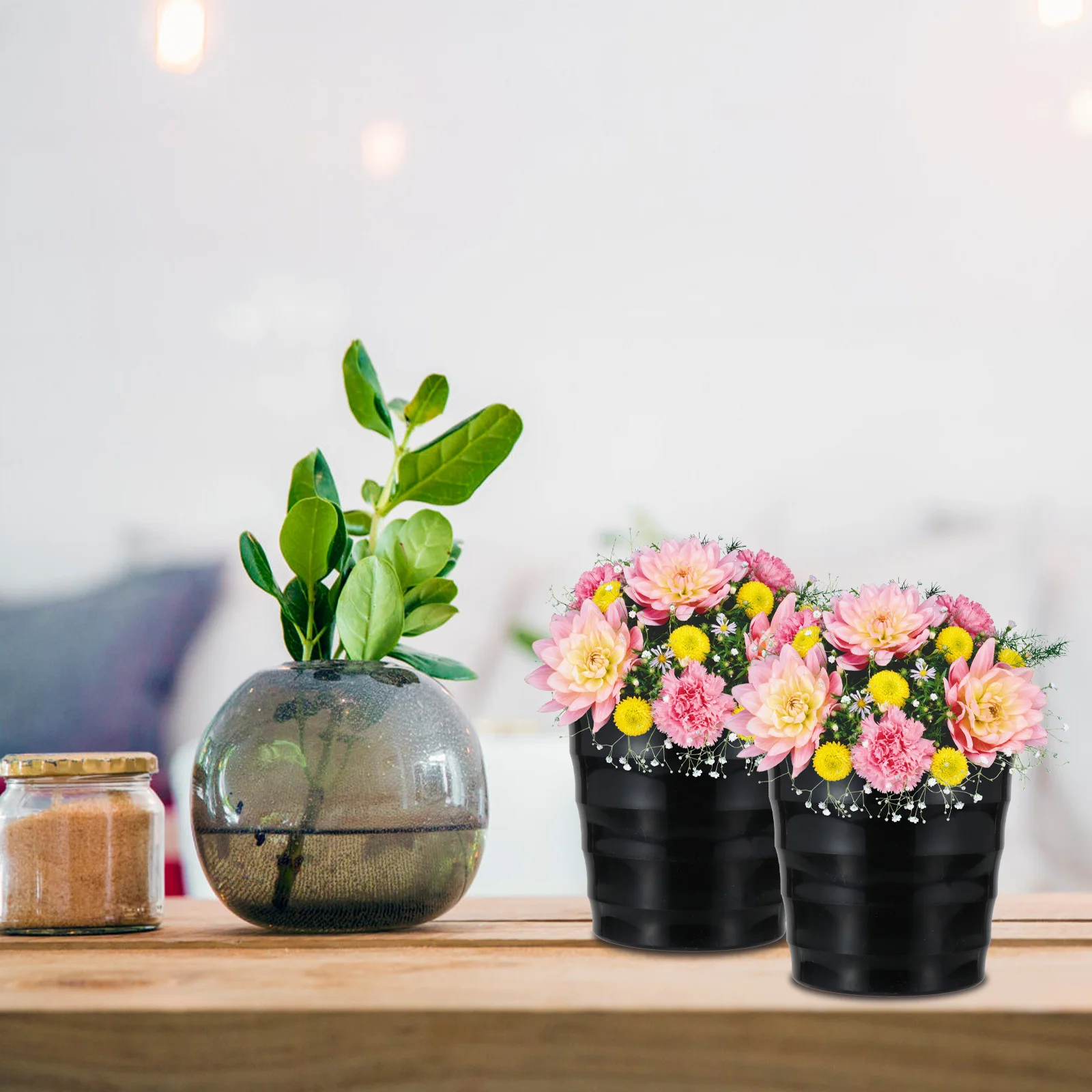 

2pcs Thickened Plastic Flowerpot With Drainage Hole For Indoor Outdoor Garden Succulent Plant Pot Gardening Planter Home