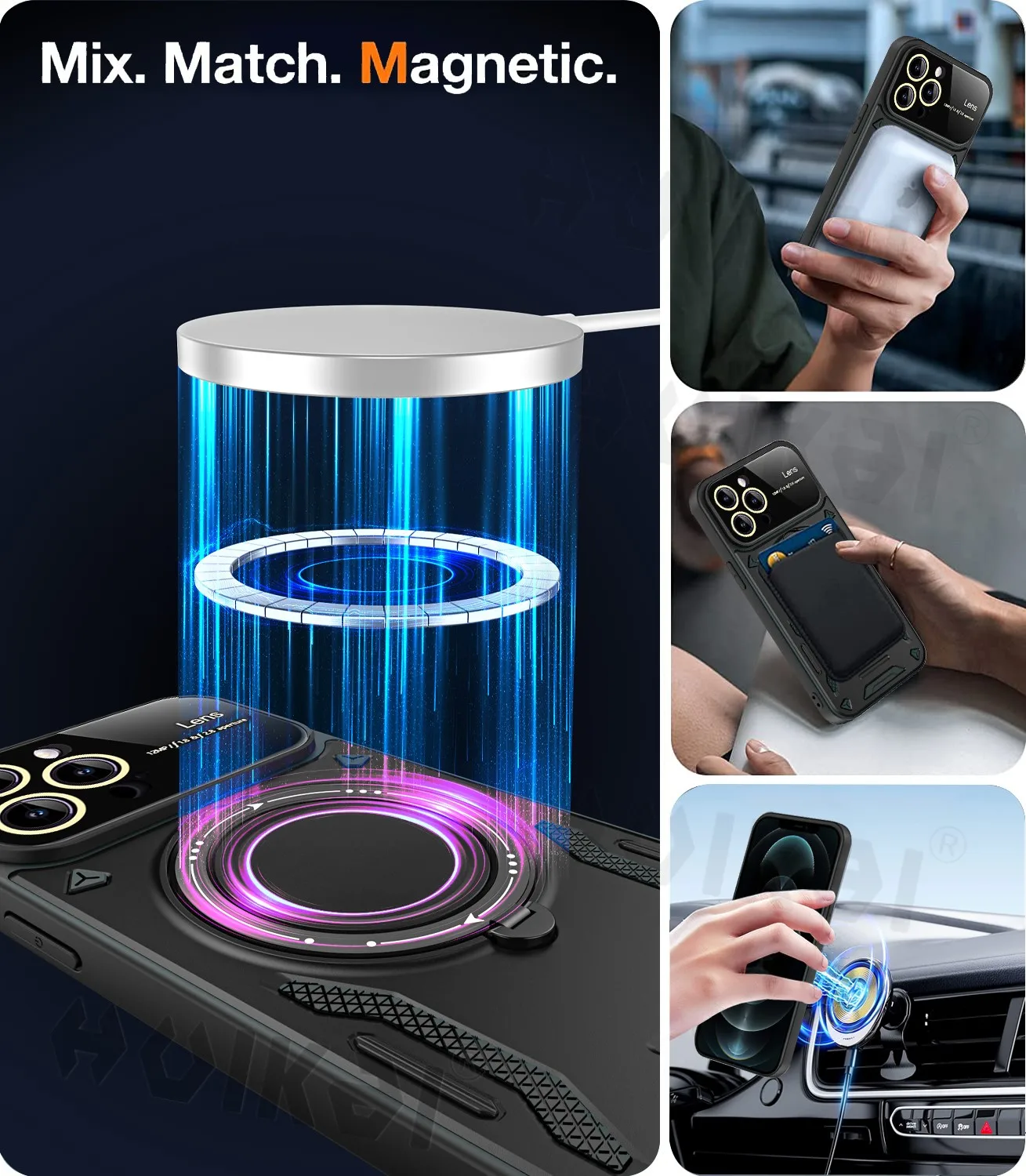 Case For iPhone 15 Pro Max 14 Pro Max 14 13 Pro 12 11 Magsafe Stand Ring Magnetic Ring Holder Protection Stands Kickstand Covers