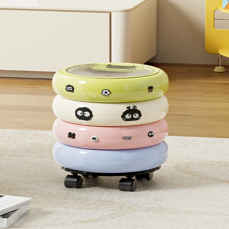 

High Appearance Donut Waste Bins Large Capacity Living Room Bedroom Push-open Lid Waste Bins Wheeled Home Vuilnisbakken JTW
