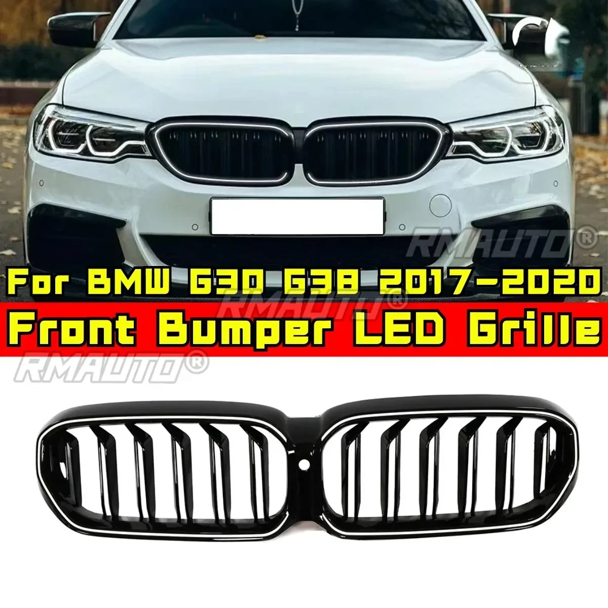 LED Front Grill For BMW 5 Series G30 G38 22017-2020 Car Front Bumper Racing Grille Grillg Front Bumper LED Grille Exterior Part