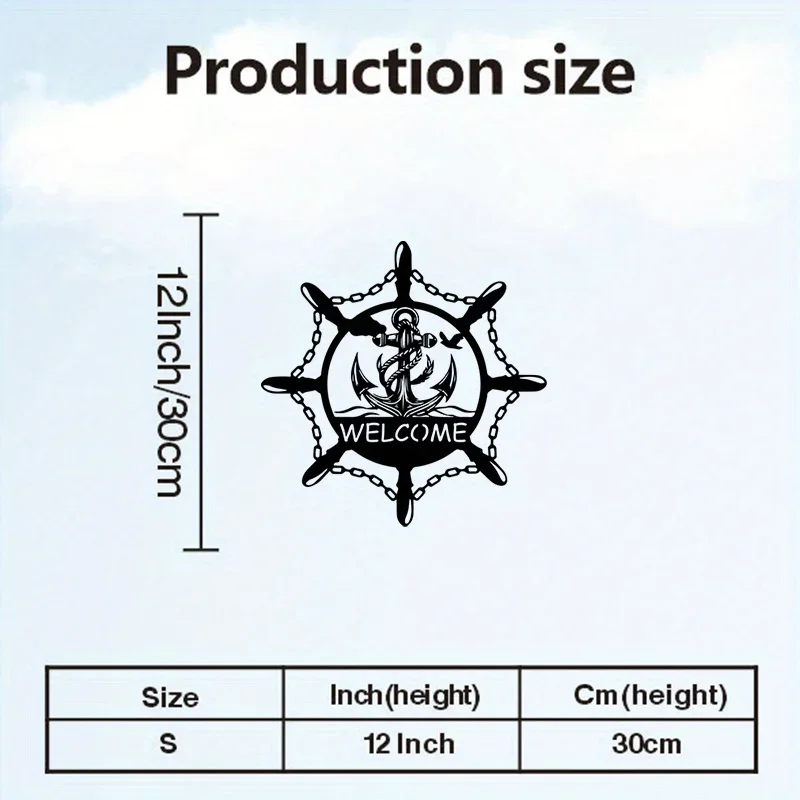 CIFBUY Nautical Anchor Ship Wheel Metal Wall Art Welcome Sign Maritime Theme Wall Decor