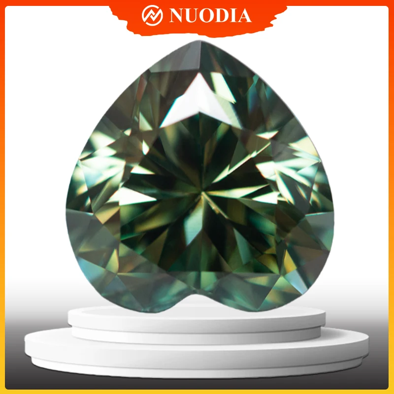

Натуральный зеленый 100% настоящий муассанит, свободные драгоценные камни огранки в форме сердца, 0,5-5,0 карата, сертифицированные GRA, муассанитовые камни, лабораторный бриллиант с GRA DIY
