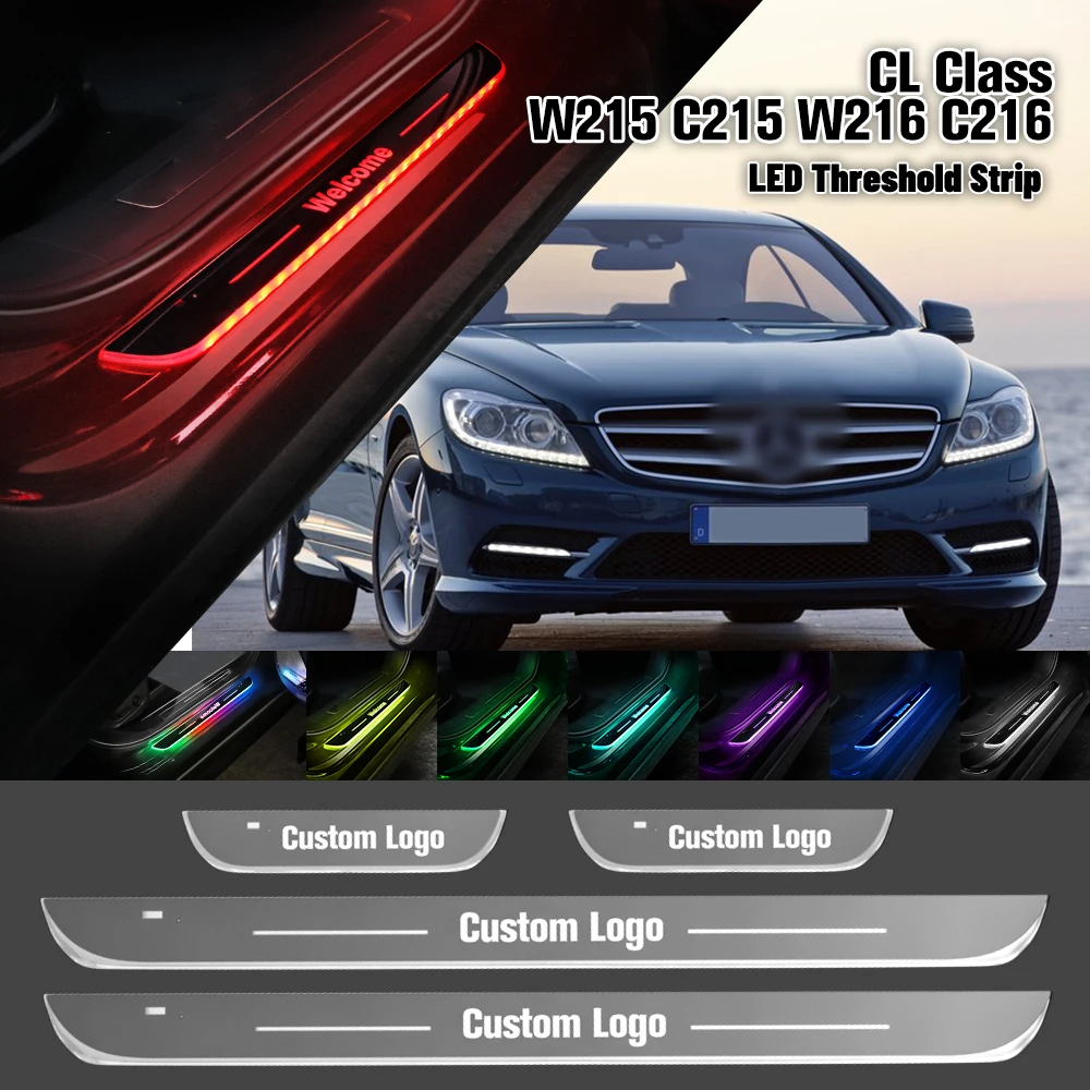 For Mercedes Benz CL Class W215 C215 W216 C216 Car Door Sill Light Customized Logo LED Welcome Threshold Pedal Lamp Accessories