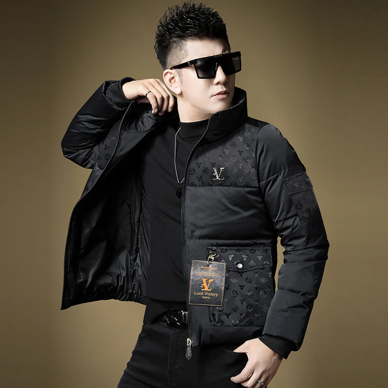 

Зимняя утепленная мужская пуховая куртка с воротником-стойкой, молодежная модная теплая верхняя одежда, наполнитель из полиэфирного волокна, 50% заполнительный фактор