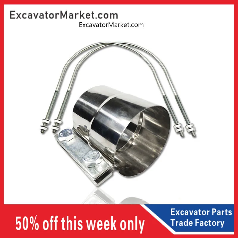 

For HITACHI ZX ZAX 200-5-6 6BG1 Throat Muffler Connecting Pipe Supercharger Exhaust Pipe Hoop Clamp Excavator Parts