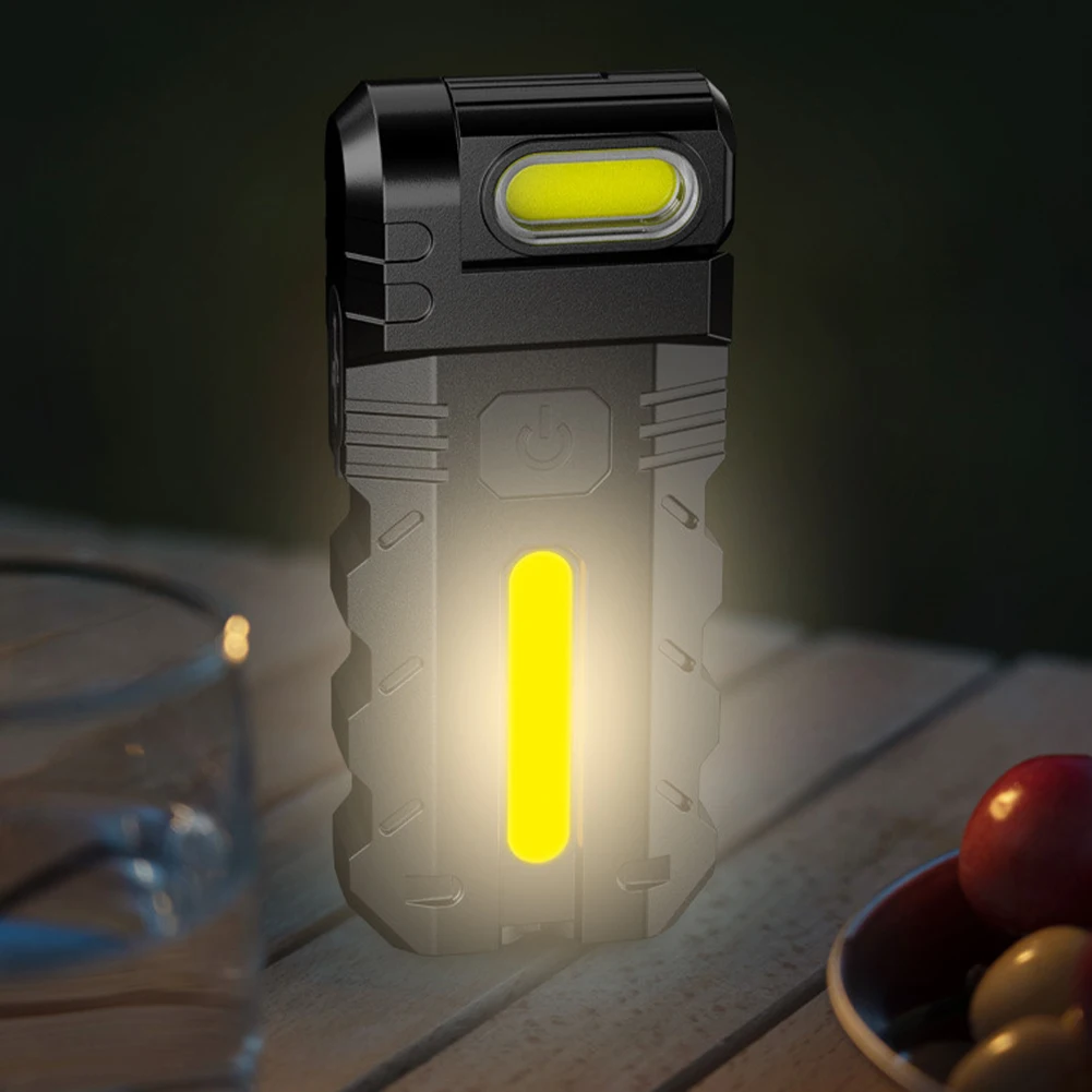 Magnetic LED Flashlight Mini Flashlight USB Rechargeable EDC Pocket Flashlight 180 Degree Rotating Head for Outdoor Emergency