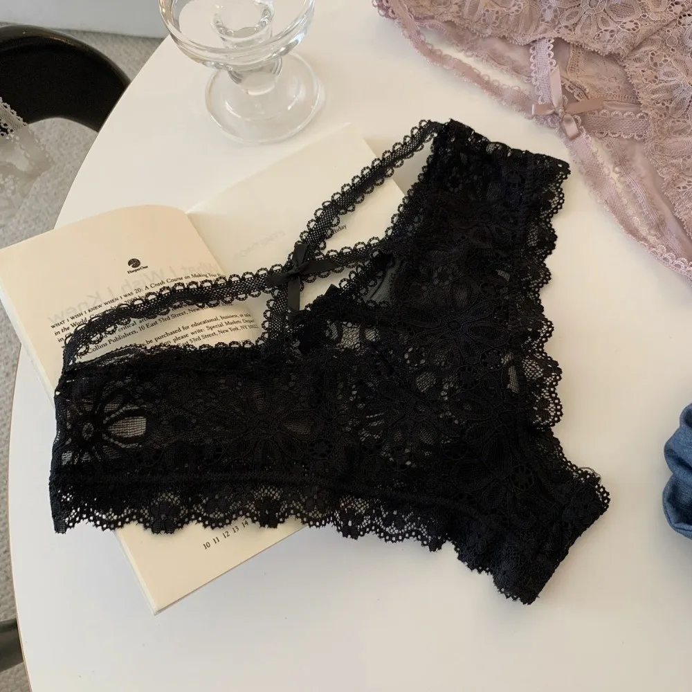 

Patchwork Bow Lace Flower Panties Low Waist Hollow Lace Mesh Briefs Transparent Women Underwear Gifts