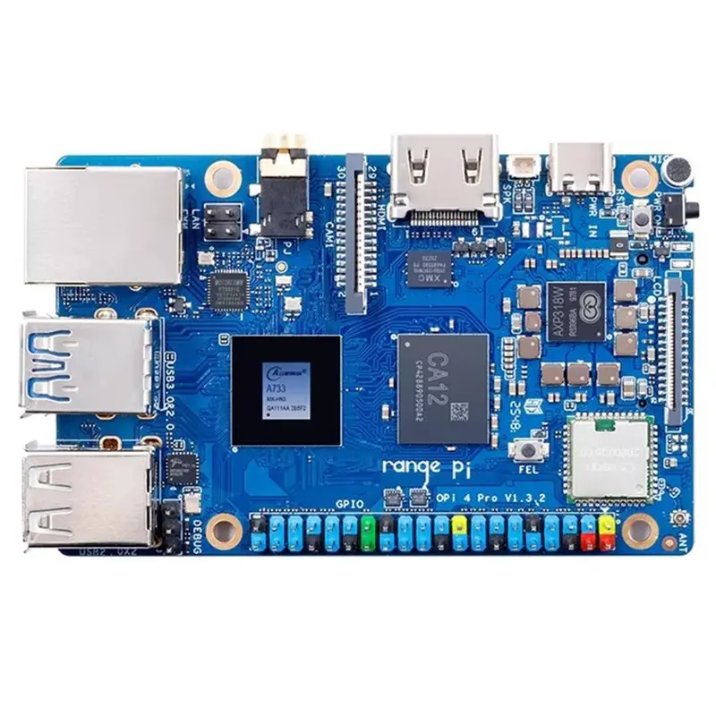 X12A-For Orange Pi 4 Pro 4GB LPDDR5 RAM Single Board Computer, Gigabit ,3 Tops NPU, M.2 M-Key Slot, Dual Camera MIPI CSI SBC