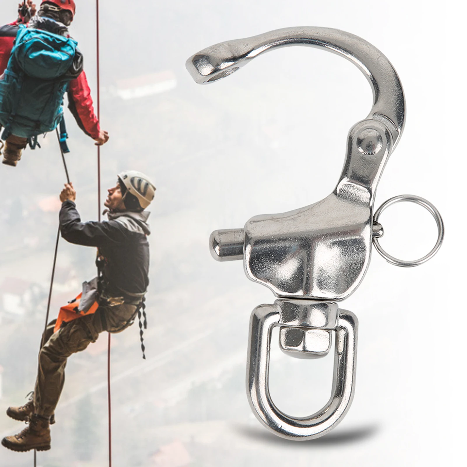 316 Stainless Steel Climbing Shackle Rotary Hand Pull Shackle Quick Link Eye Spring Buckle for Outdoor Travel