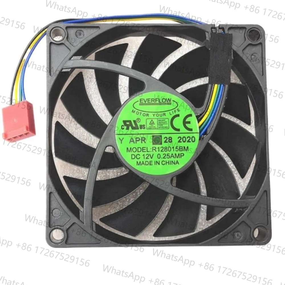 R128015BM 80mm 8cm PWM Mute Quiet Case Fan for EVERFLOW 8015 4-Wire Speed Regulation Dual Ball Bearing DC 12V 0.25A