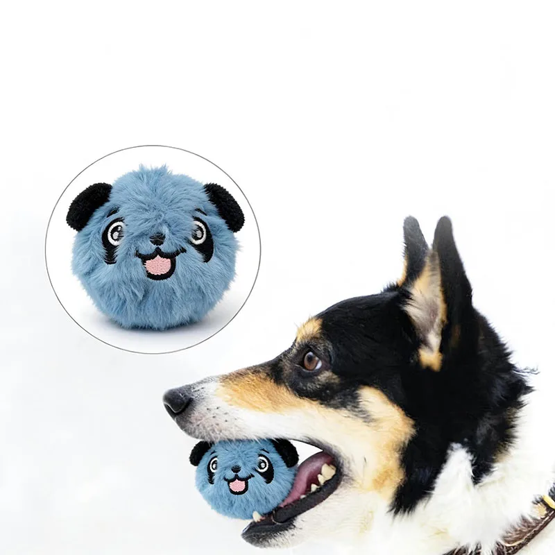 Plüsch-Springball Quietschender Tennisball für Hunde, Hochelastisch, Kaubeständig, Zahnreinigender Kauspielzeugball für Haustiere
