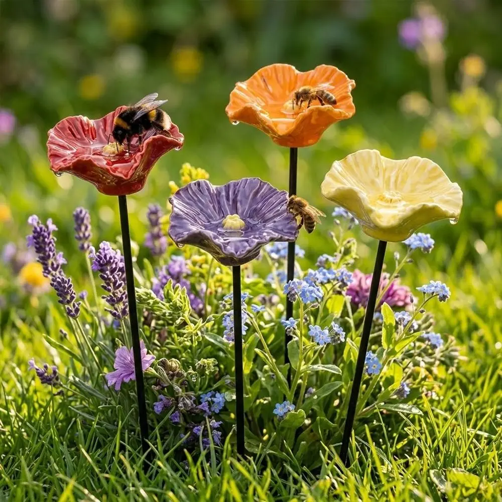 Tragbarer Schmetterlings- und Bienen-Wasserspender, Blumenpfahl, Kleines Vogelbad, Blumen-Trinkbrunnenhalter für Garten und Hof