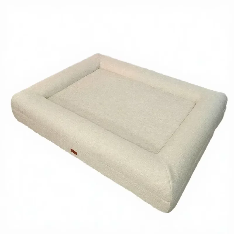Removable Cotton Linen Pet Bed Orthopedic Dog Sofa Rectangle Kennel Box Solid Color Cushion for Cats Puppies All Season