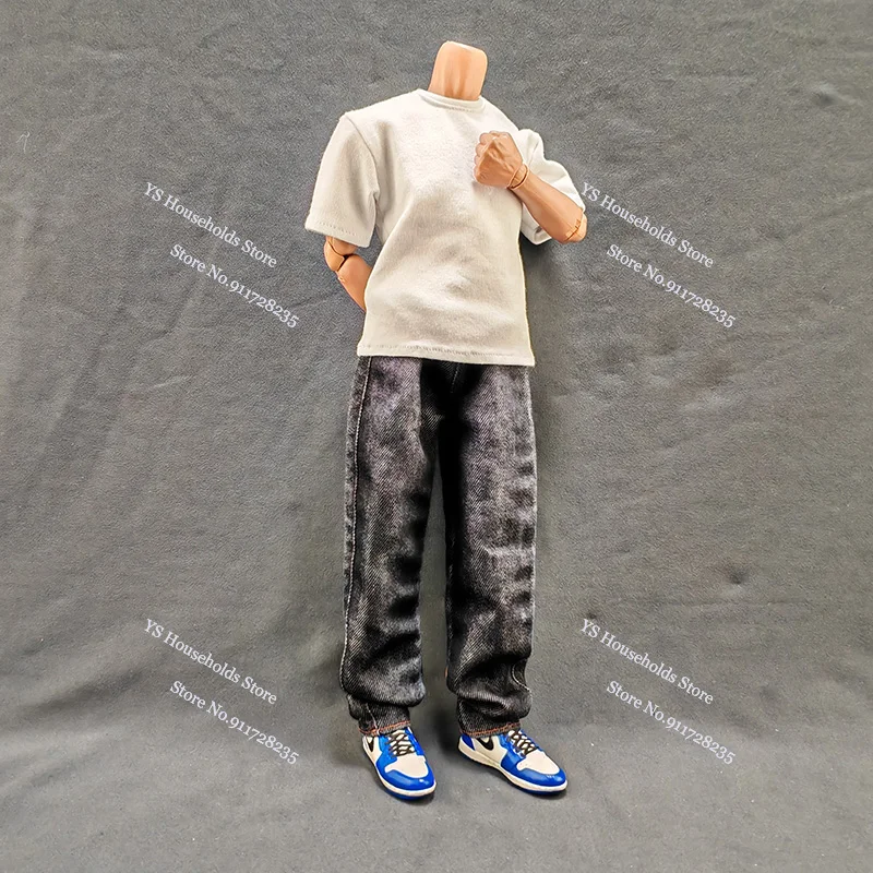 In Stock 1/6 Scale Trendy Boy Action Figure Jeans Clothes Accessory Water Washed Ripped Hole Pants For 12