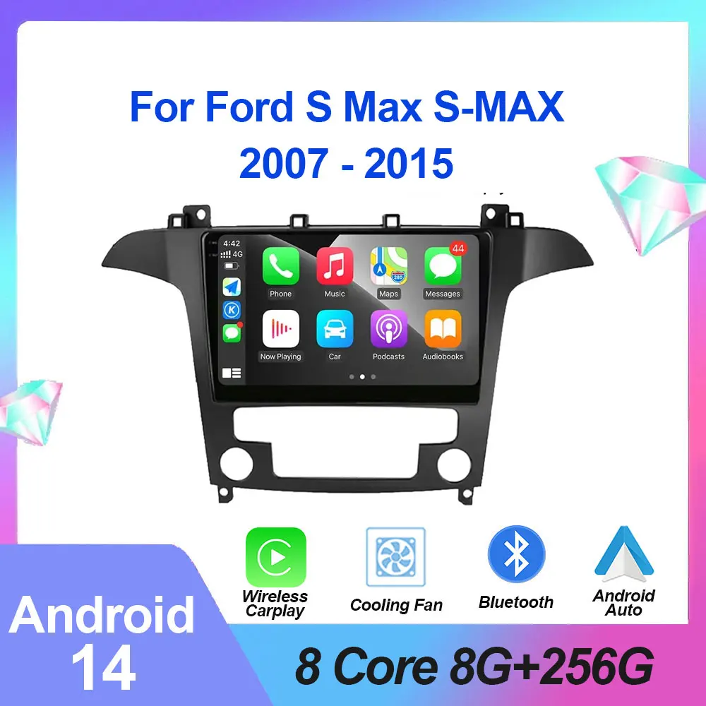 

Автомобильный радиоприемник Android 14 для Ford S Max S-MAX 2007-2015, мультимедийный видеоплеер с GPS, 4G, Wi-Fi, Carplay, автомобильное стерео, RDS, IPS, головное устройство