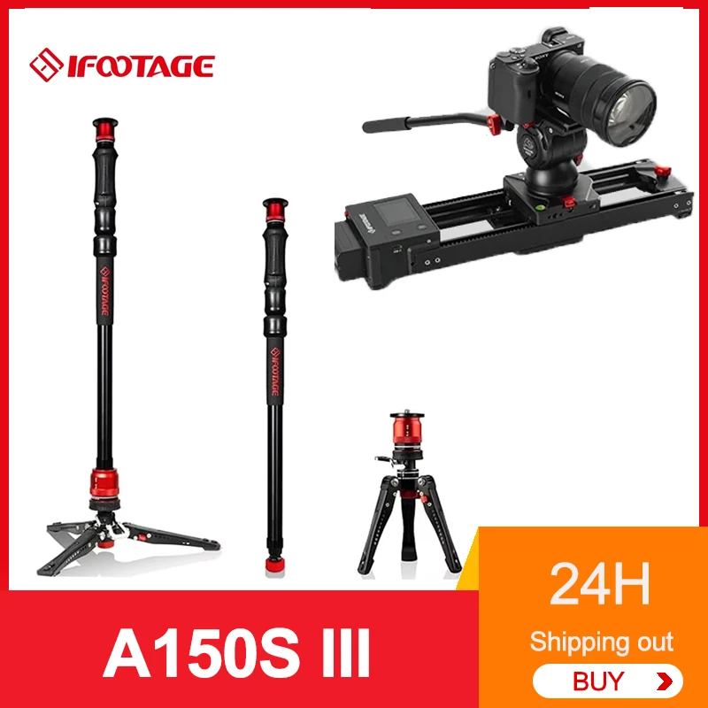 iFootage A150S III Cobra 3 Strike Aluminum Monopod with Low Profile Minipod Base K5S Fluid Head Payload 11lb/5KG Camera Monopod