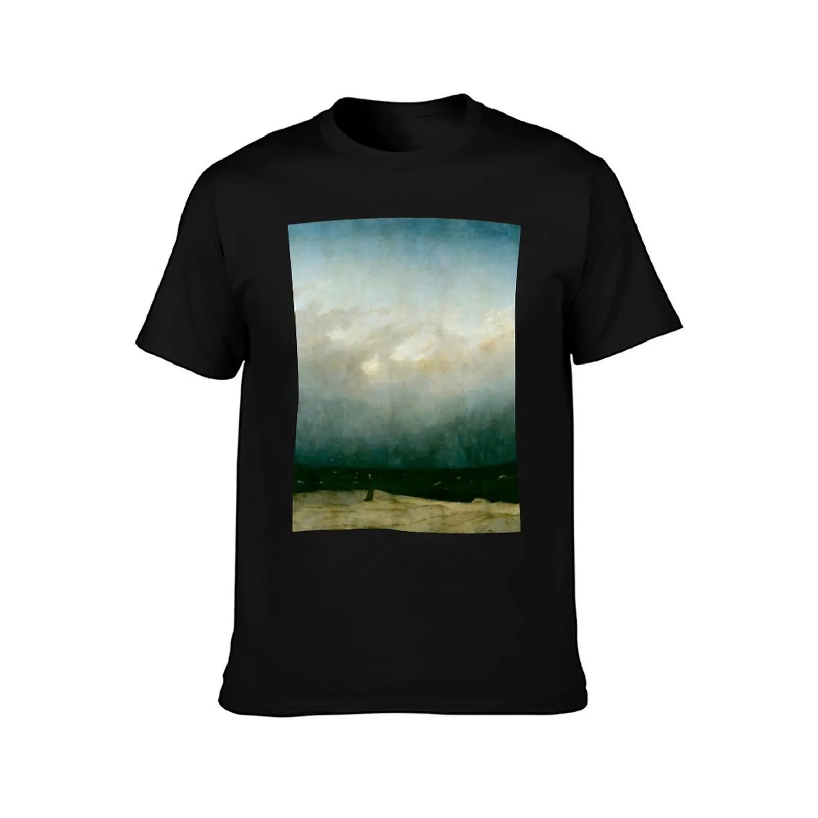 Caspar David Friedrich - The Monk by the Sea (1808-1810)  artwork by Caspar David Friedrich T-Shirt Summer Casual Cotton Tee