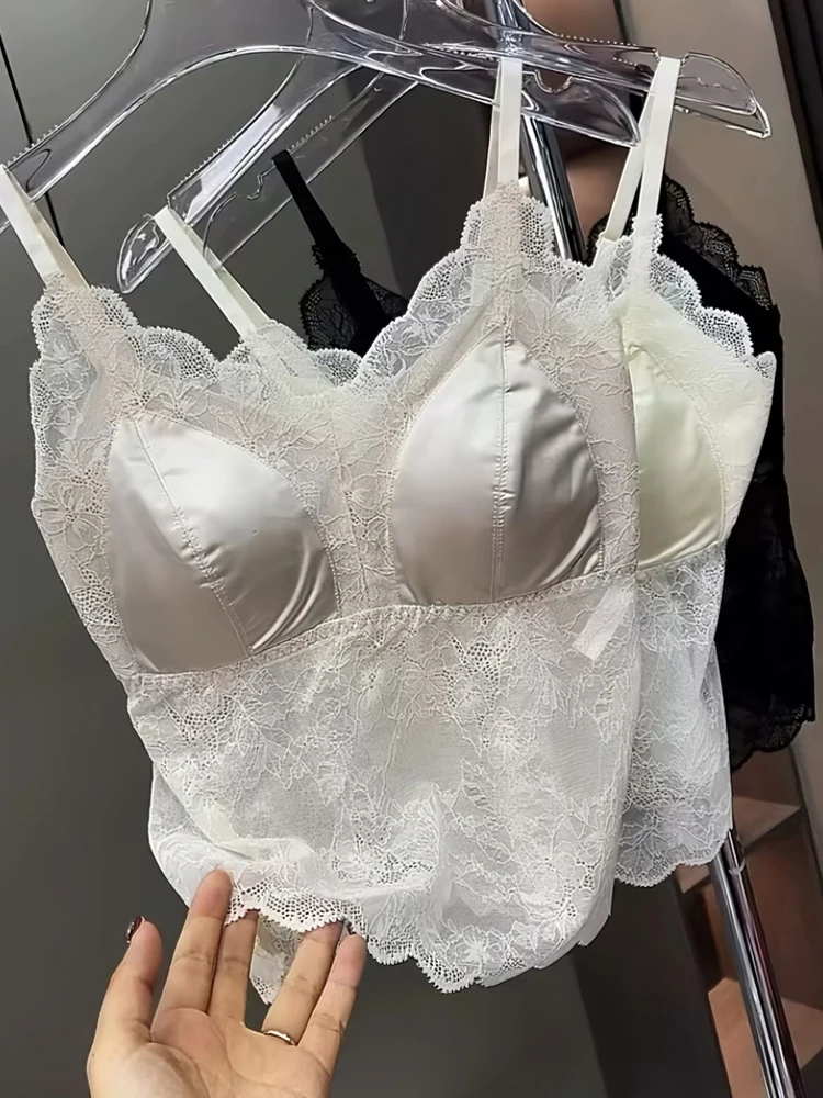 Design-Sensation Spitzen-Trägertop für Damen, Sommer-Oberbekleidung 2025, Neues Schönes BH-Unterstütztes Tanktop