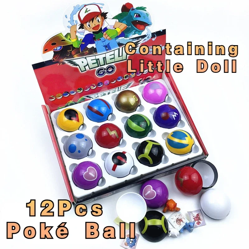 

12pcs Pokemon Elf Ball Toys Pikachu Charmander Anime Figure Kawaii Doll Ball Collect Pendant Car Accessories Kids Birthday Gifts