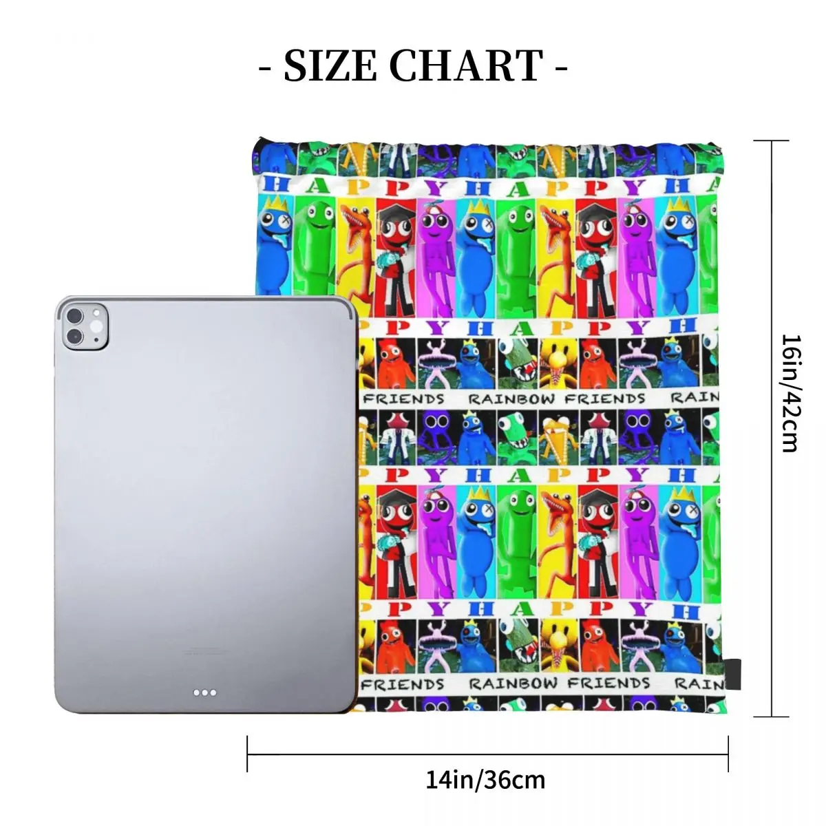 Rainbow Friends Happy Happy Backpacks Fashion Drawstring Bags Drawstring Bundle Pocket Shoes Bag Book Bags For Man Woman School