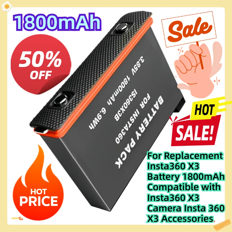 

For Replacement Insta360 X3 Battery 1800mAh Compatible with Insta360 X3 Camera Insta 360 X3 Accessories