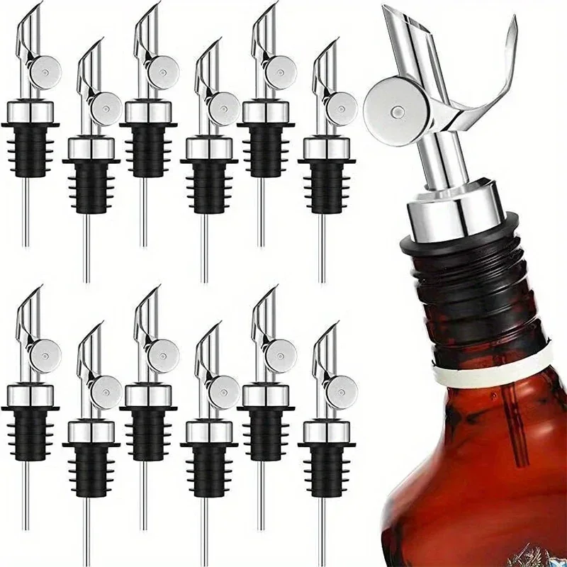 1PC 304 Stainless Steel Olive Oil Stopper Cap Dispenser Spout Sauce Vinegar Auto Open Pourer Nozzle Wine Liquor Bottle Plug