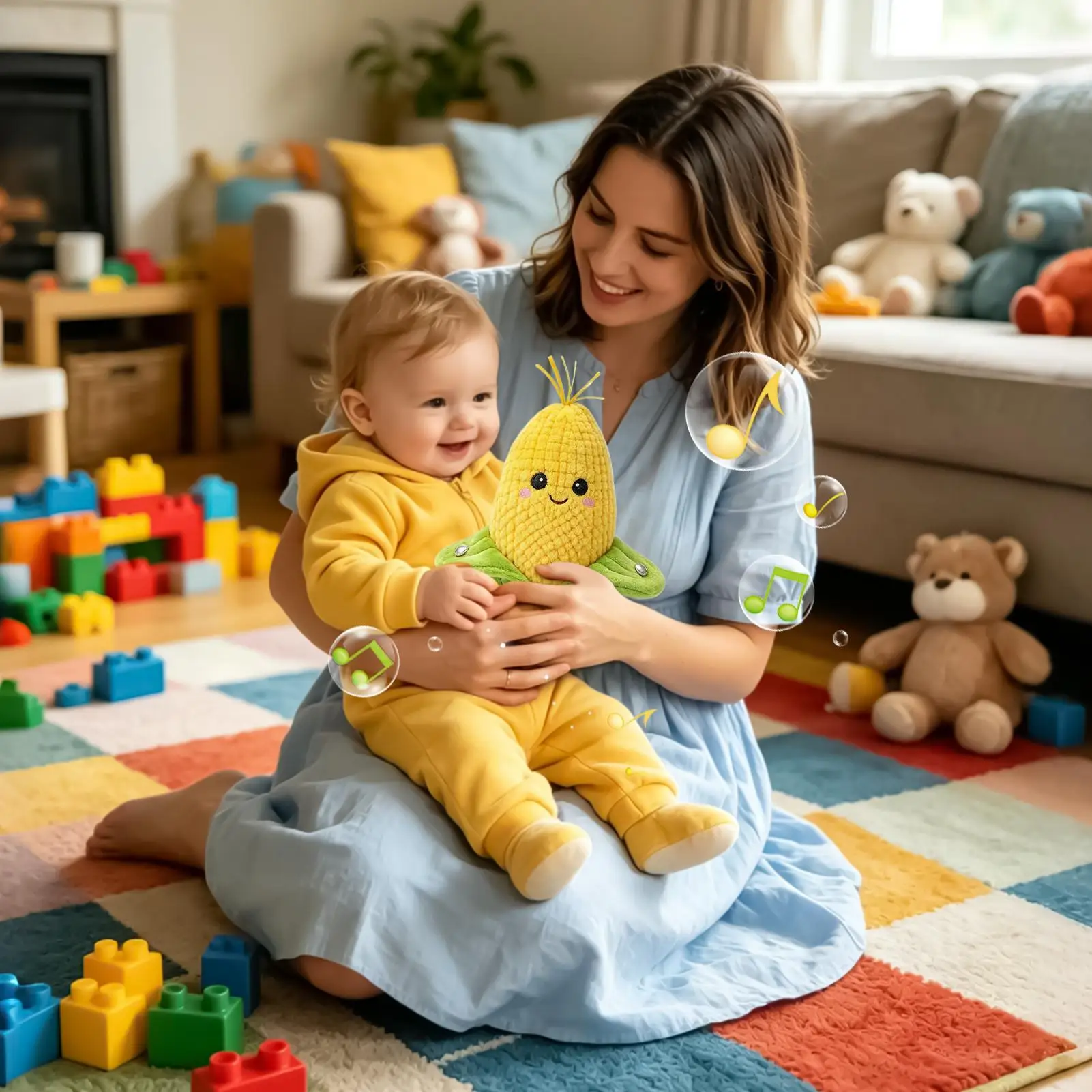 Creative Peculiar Music Rhythm Parent-child Interactive Plush Doll corn Induction Toy Cultivate Music Perception Ability